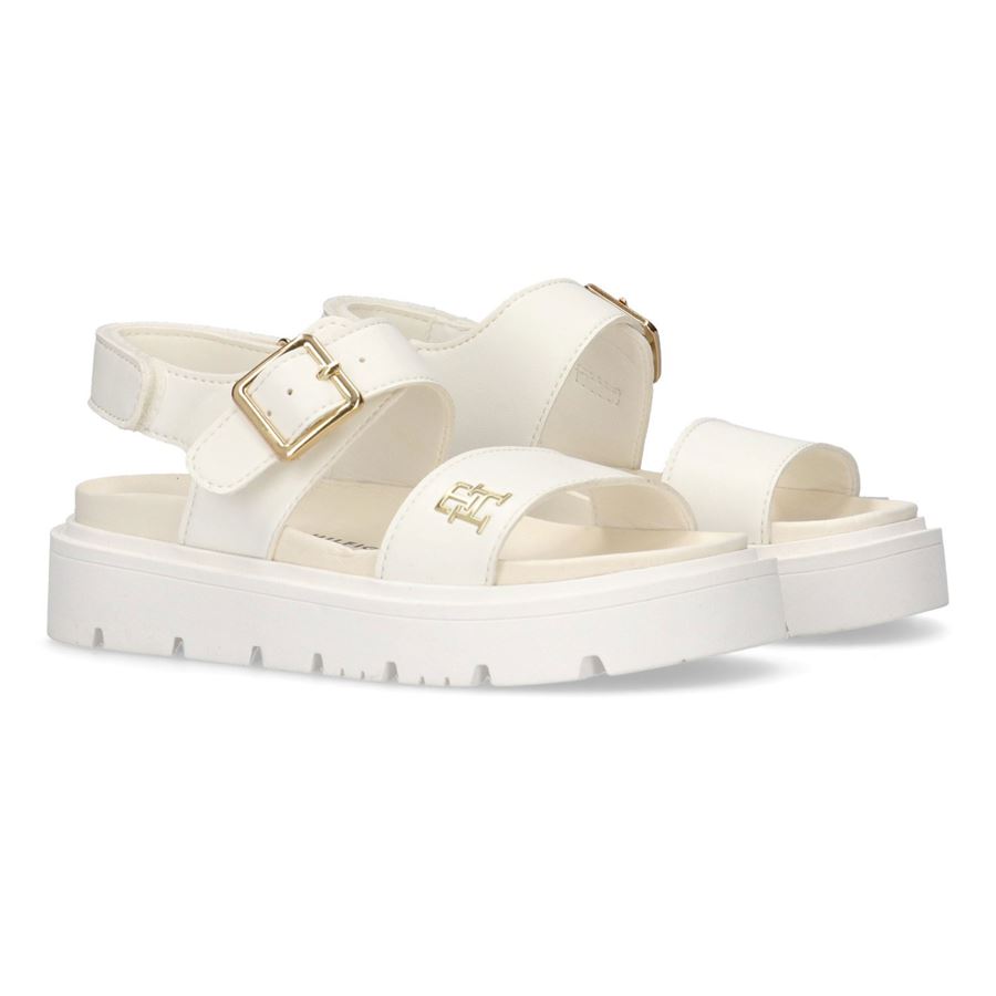 Sandali platform cinturini in velcro e dettagli color oro da bambina Tommy Hilfiger | T3A2337850326128